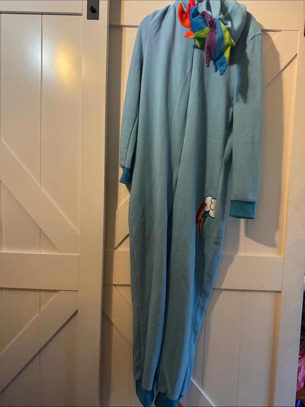 Adults unisex Light Blue One-Piece Jumpsuit with Rainbow Dash Halloween costume